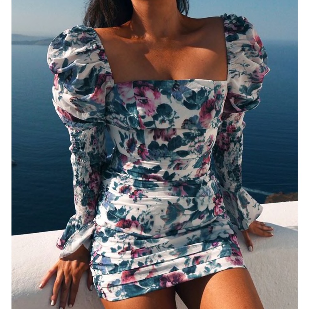 LORNA LUXE WHITE 'LUCKY' ANTIQUE ROSE MINI DRESS